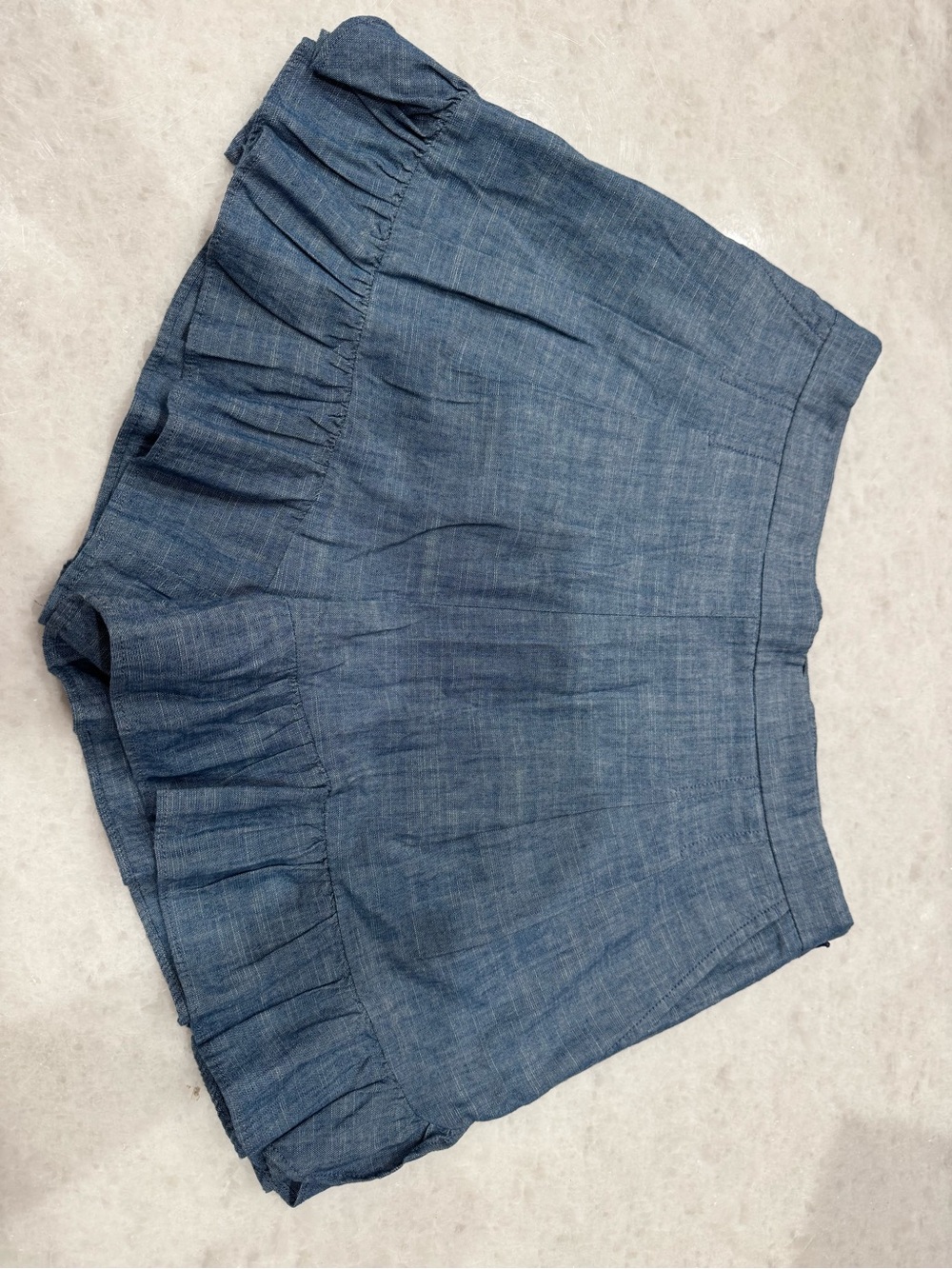 J. Crew Blue Chambray Ruffle Hem Skort